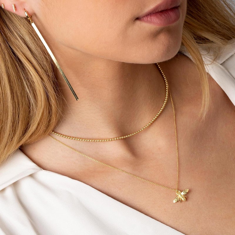 Ieftop Valentines Birthday Gifts for Women Teen Girls - Dainty 14K Gold/Silver Plated Cute Heart Handmade Disc Circle Bee Choker Adjustable Necklace for Women Teenage Girl Trendy Jewelry - Image 3